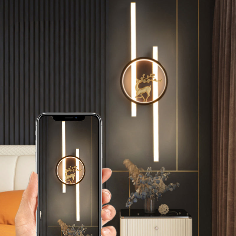 Round Strip Plum Deer Wall Lamp
