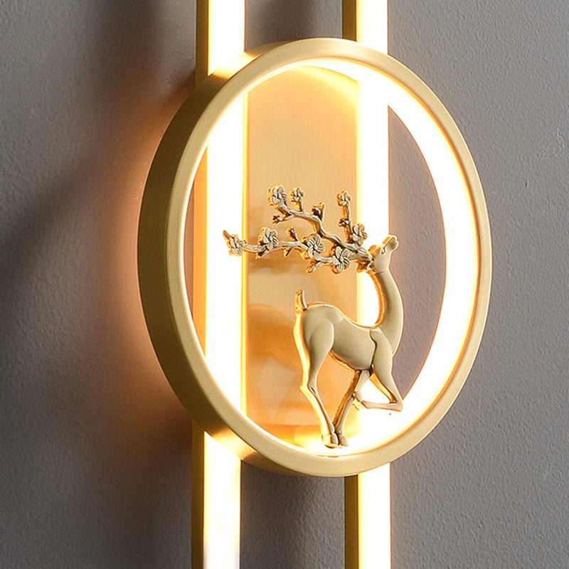 Round Strip Plum Deer Wall Lamp
