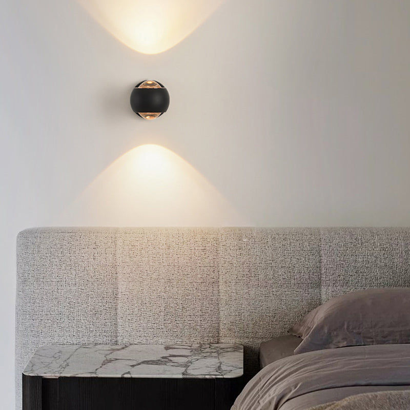Spherical Aluminum Glass Bedroom Wall Lamp