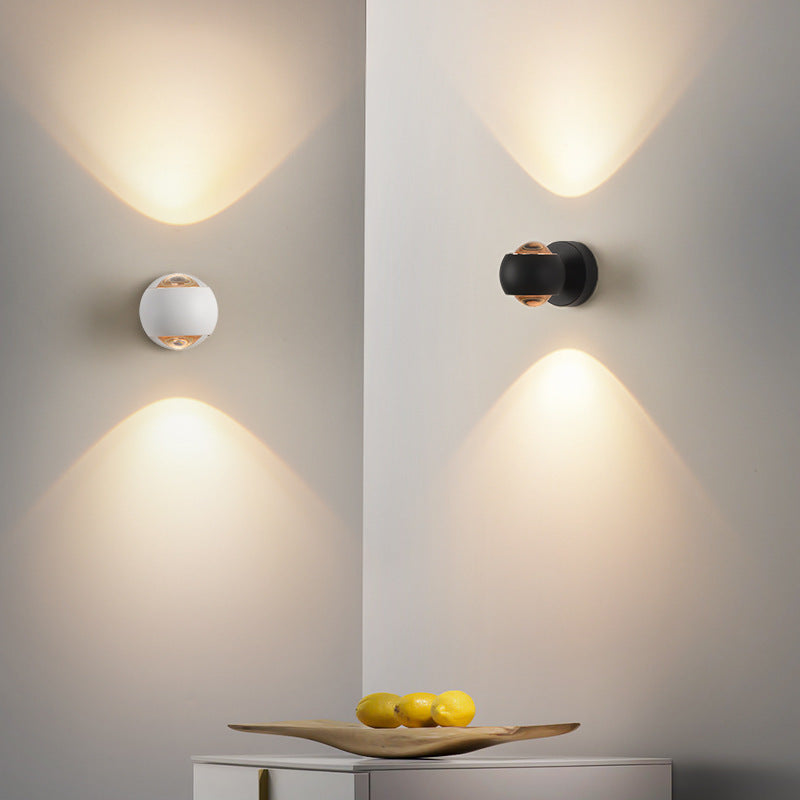 Spherical Aluminum Glass Bedroom Wall Lamp