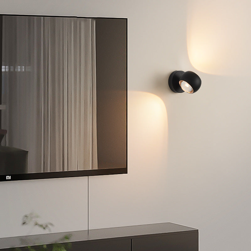 Spherical Aluminum Glass Bedroom Wall Lamp