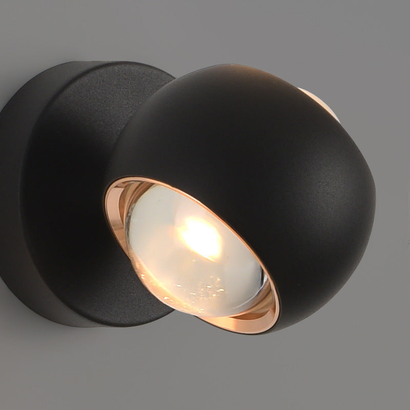 Spherical Aluminum Glass Bedroom Wall Lamp