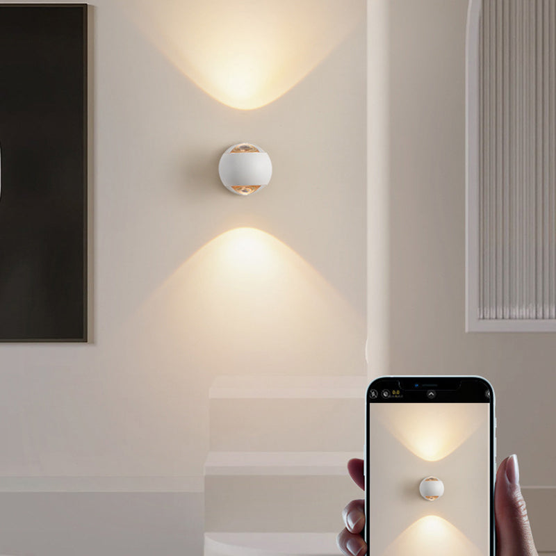 Spherical Aluminum Glass Bedroom Wall Lamp