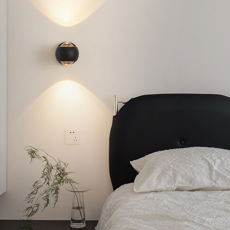 Spherical Aluminum Glass Bedroom Wall Lamp