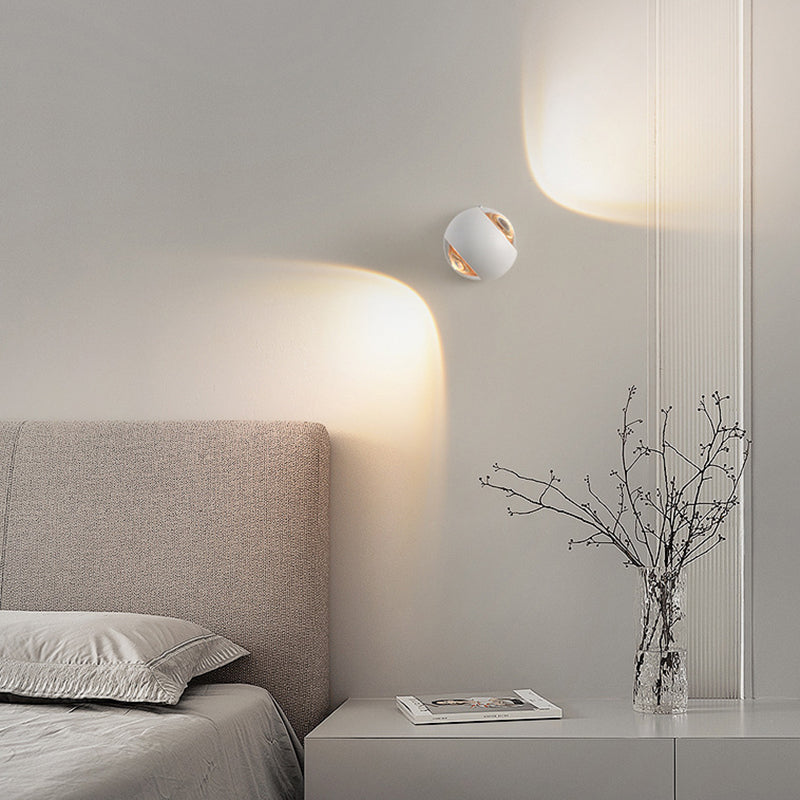 Spherical Aluminum Glass Bedroom Wall Lamp