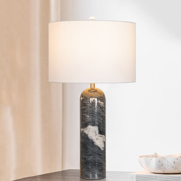 Oval Cylinder Stone Hardware Table Lamp