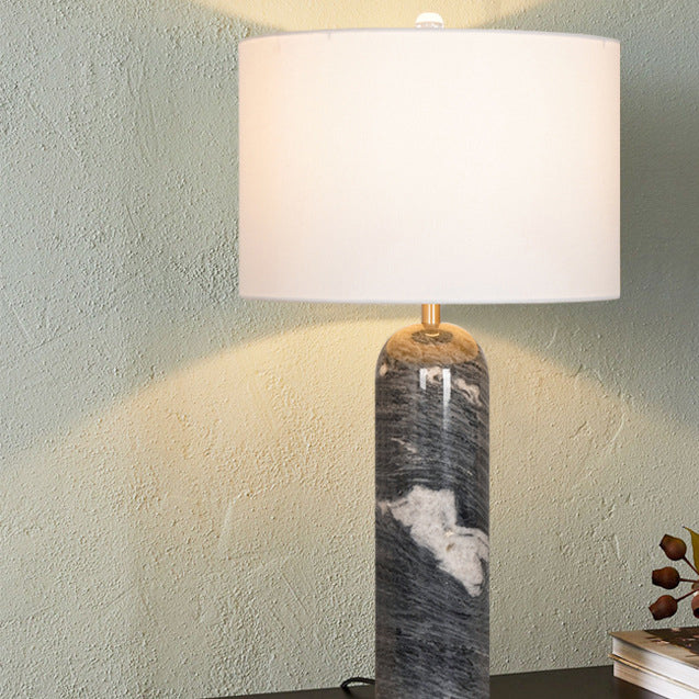 Oval Cylinder Stone Hardware Table Lamp