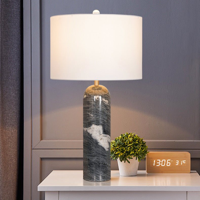 Oval Cylinder Stone Hardware Table Lamp