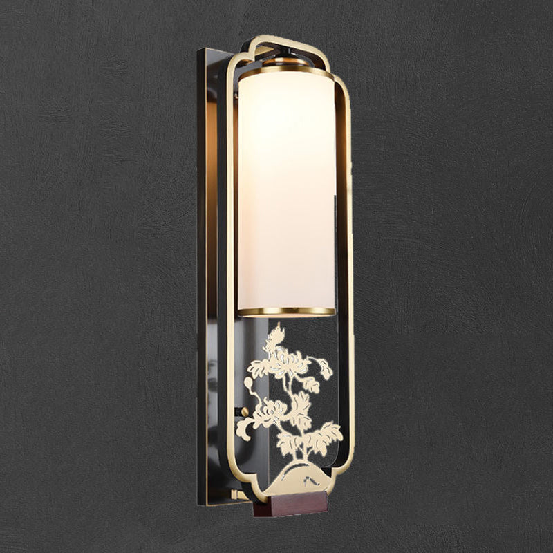 Cylinder Rectangle Plum Orchid Wall Lamp