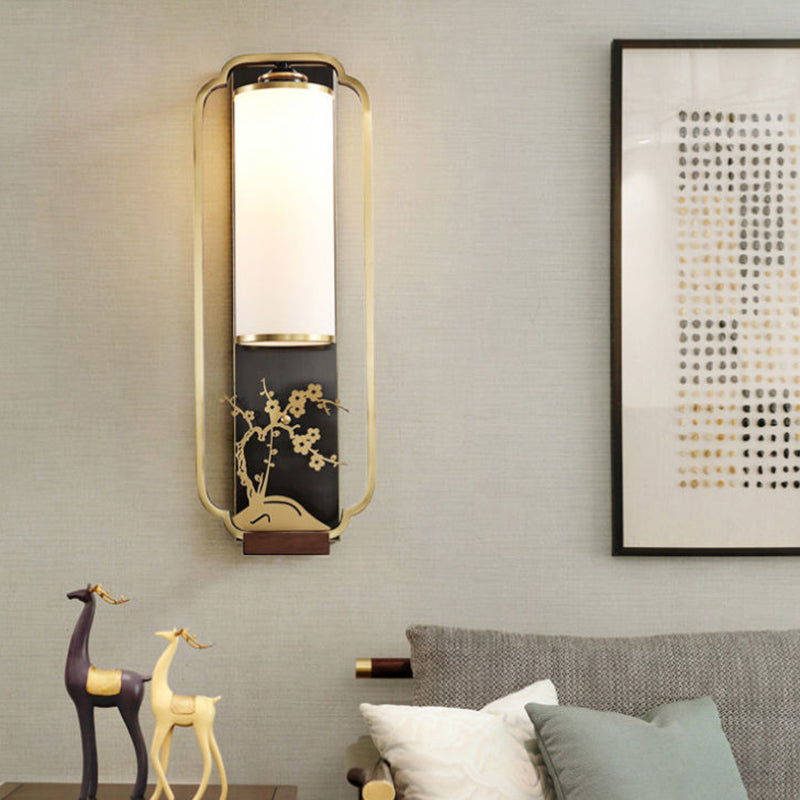 Cylinder Rectangle Plum Orchid Wall Lamp