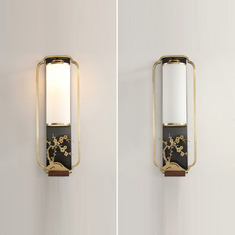 Cylinder Rectangle Plum Orchid Wall Lamp