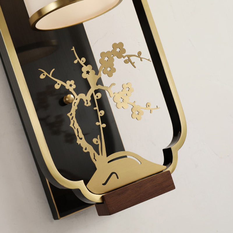Cylinder Rectangle Plum Orchid Wall Lamp