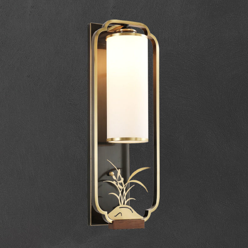 Cylinder Rectangle Plum Orchid Wall Lamp