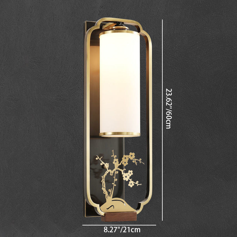 Cylinder Rectangle Plum Orchid Wall Lamp