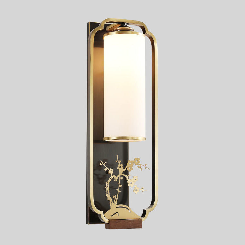 Cylinder Rectangle Plum Orchid Wall Lamp