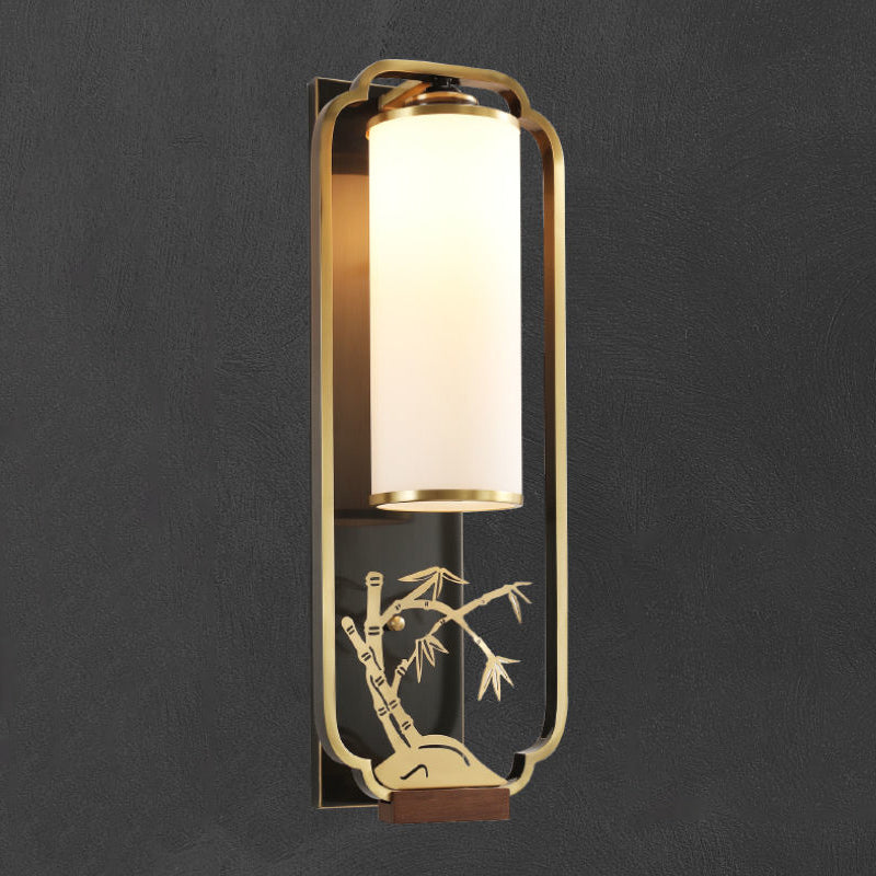 Cylinder Rectangle Plum Orchid Wall Lamp