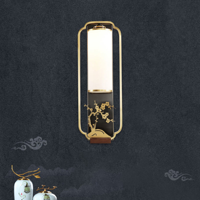 Cylinder Rectangle Plum Orchid Wall Lamp