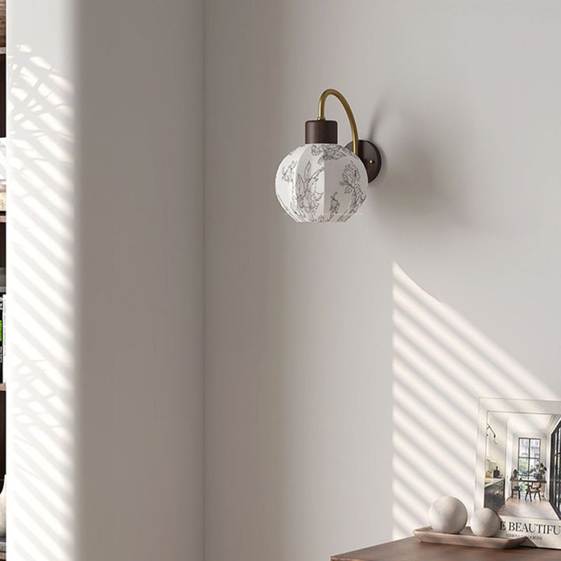 Spherical Cylinder Flower Pattern Wall Lamp