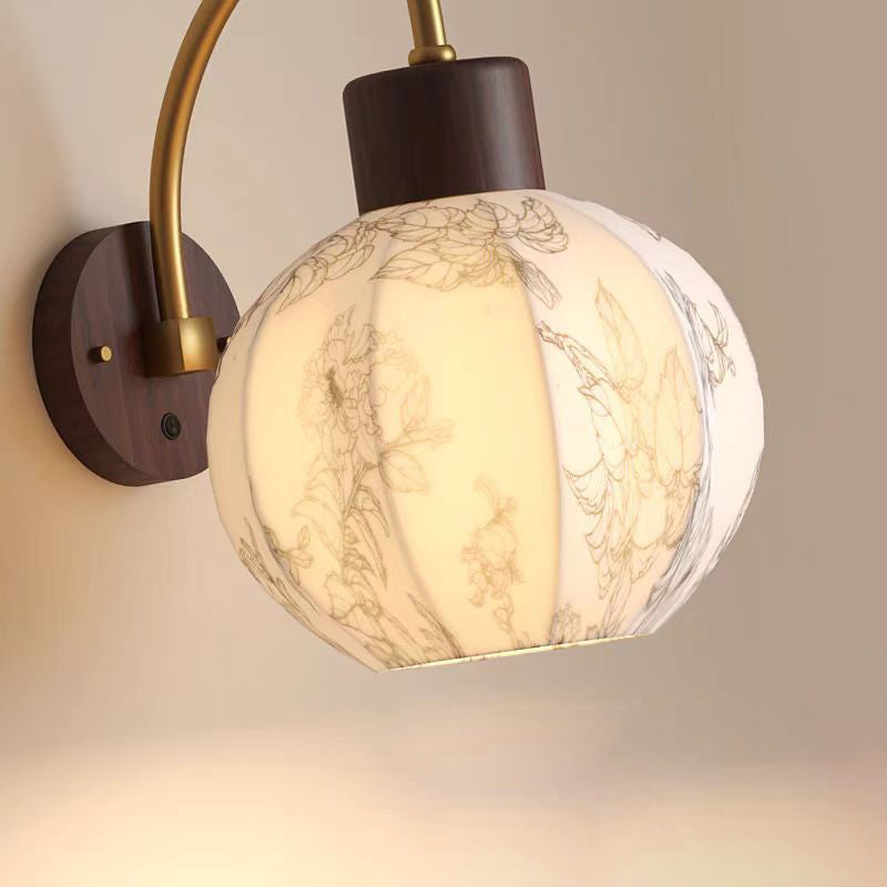 Spherical Cylinder Flower Pattern Wall Lamp