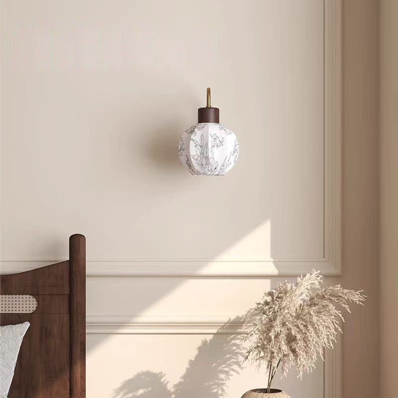 Spherical Cylinder Flower Pattern Wall Lamp