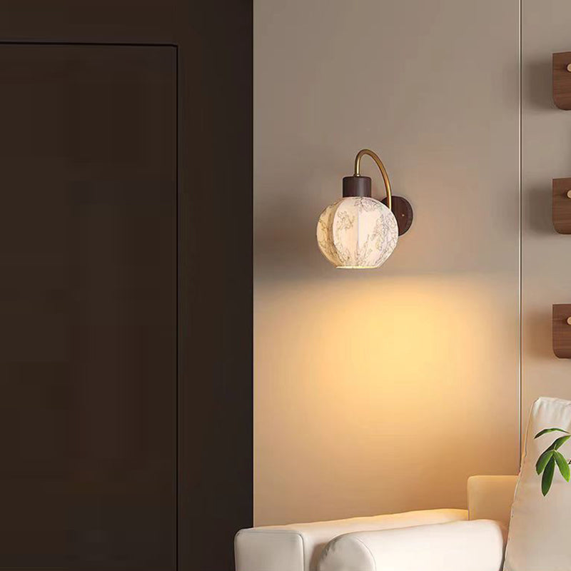 Spherical Cylinder Flower Pattern Wall Lamp