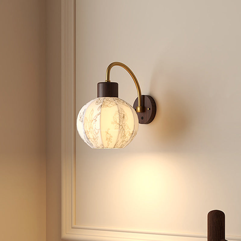 Spherical Cylinder Flower Pattern Wall Lamp