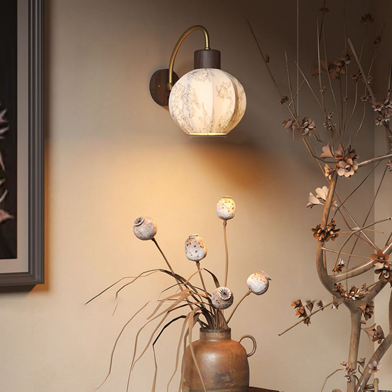 Spherical Cylinder Flower Pattern Wall Lamp
