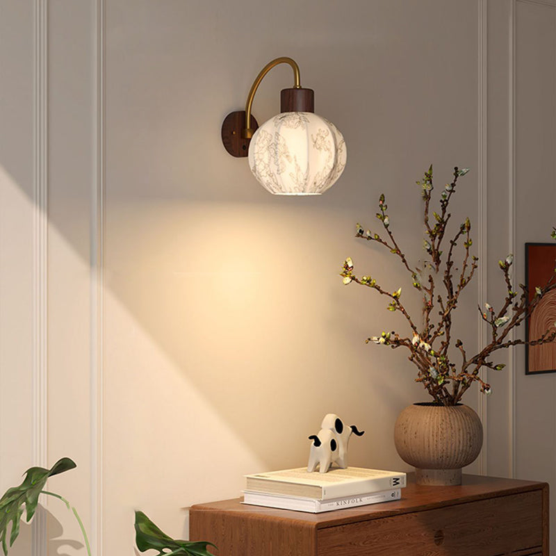 Spherical Cylinder Flower Pattern Wall Lamp