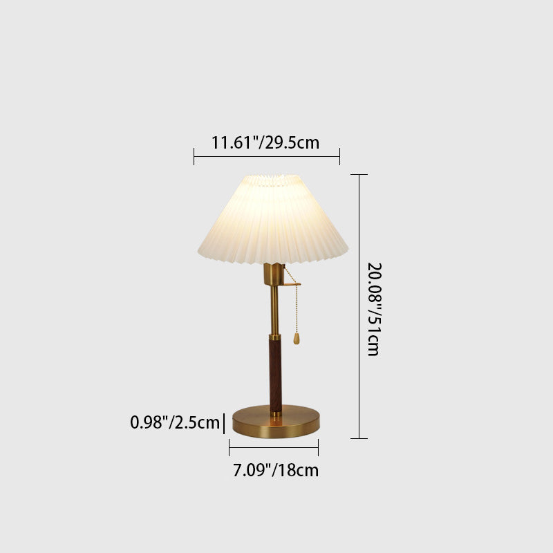 Round Pleated Iron Fabric Table Lamp