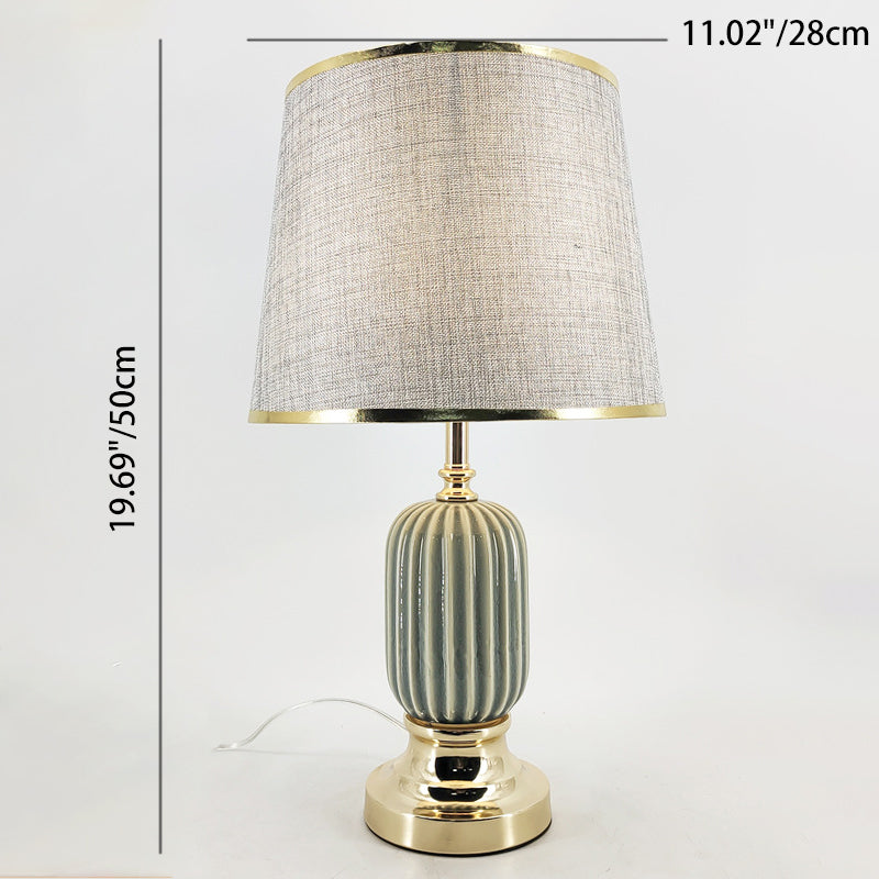Oval Round Iron Ceramic Table Lamp