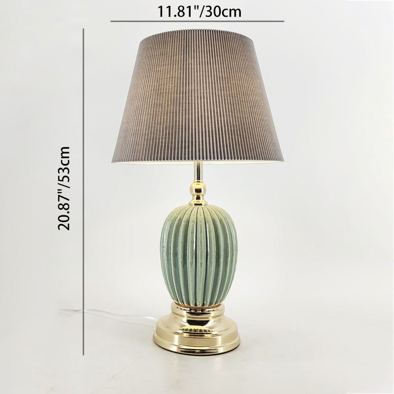 Oval Round Iron Ceramic Table Lamp