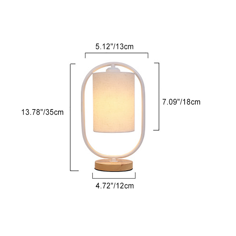 Oval Cylinder Solid Wood Table Lamp