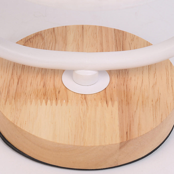 Oval Cylinder Solid Wood Table Lamp