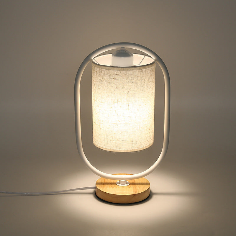 Oval Cylinder Solid Wood Table Lamp