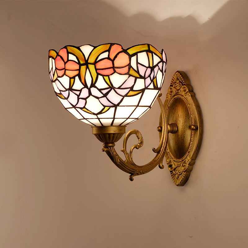 Semicircle Lotus Iron Glass Wall Lamp