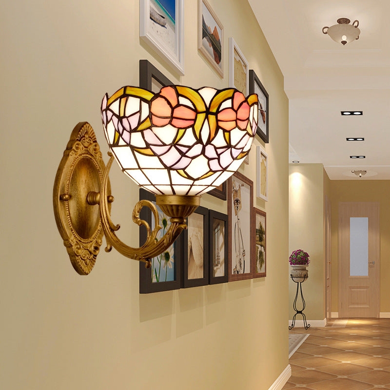 Semicircle Lotus Iron Glass Wall Lamp