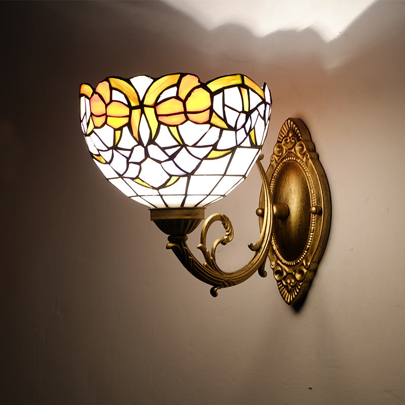 Semicircle Lotus Iron Glass Wall Lamp
