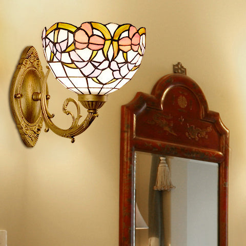 Semicircle Lotus Iron Glass Wall Lamp