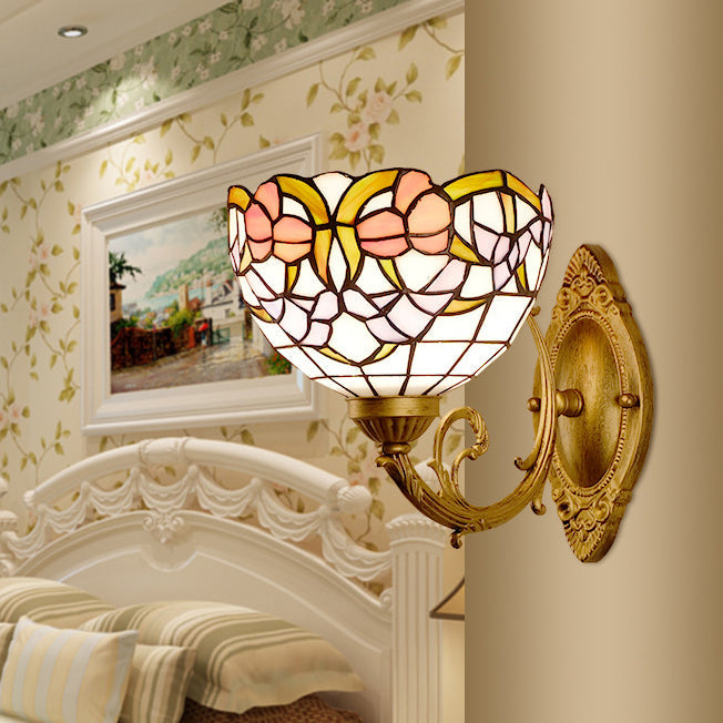 Semicircle Lotus Iron Glass Wall Lamp