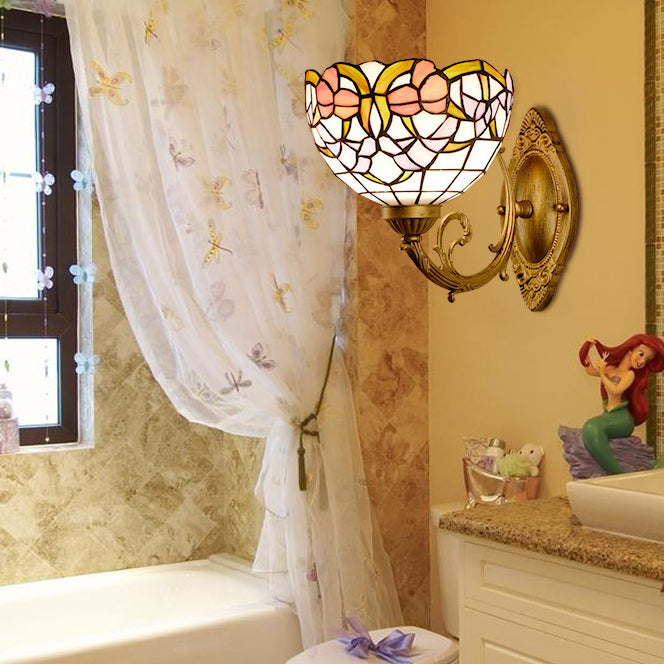 Semicircle Lotus Iron Glass Wall Lamp