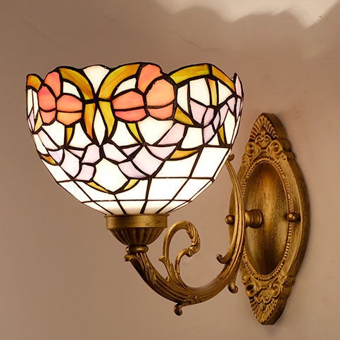 Semicircle Lotus Iron Glass Wall Lamp