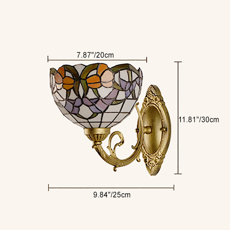 Semicircle Lotus Iron Glass Wall Lamp