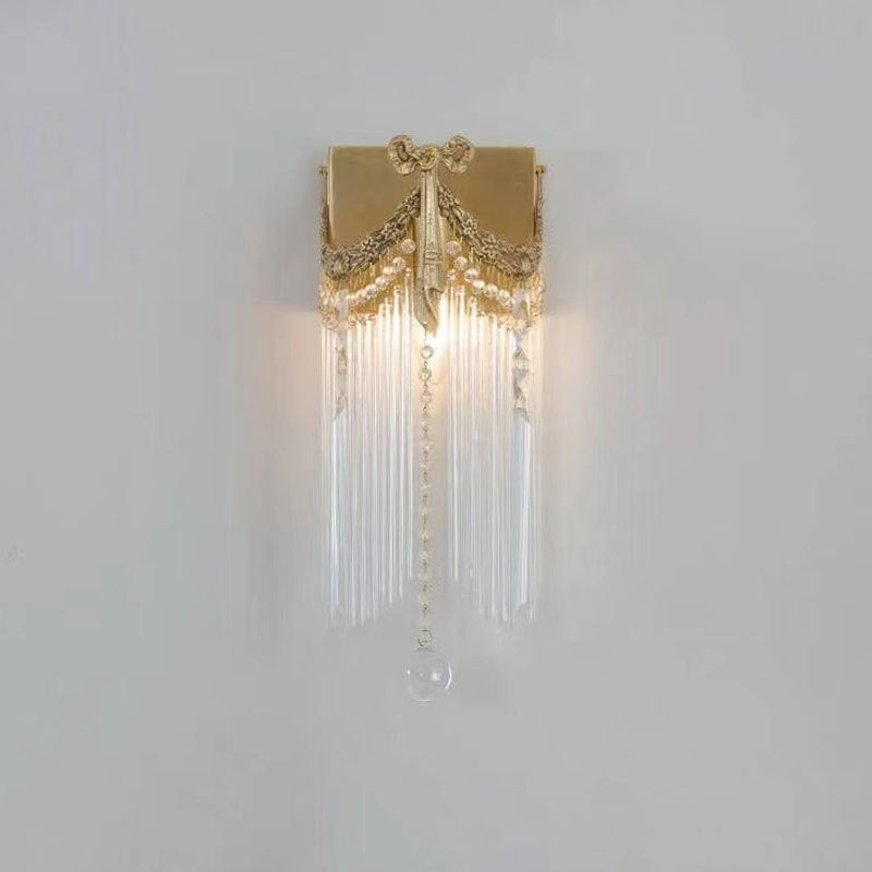 Rectangle Ribbon Tassel Copper Wall Lamp