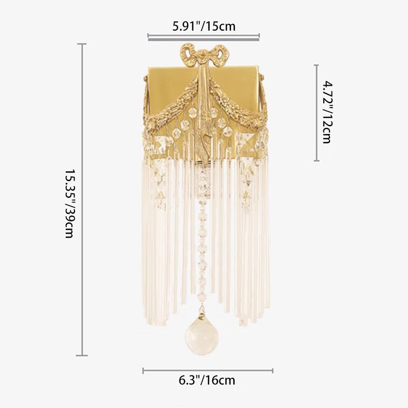 Rectangle Ribbon Tassel Copper Wall Lamp