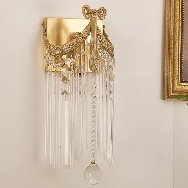 Rectangle Ribbon Tassel Copper Wall Lamp