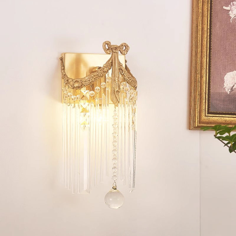 Rectangle Ribbon Tassel Copper Wall Lamp