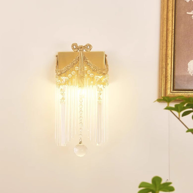 Rectangle Ribbon Tassel Copper Wall Lamp