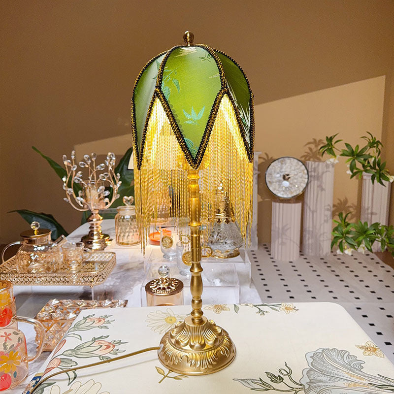 Half Round Tassel Bamboo Table Lamp