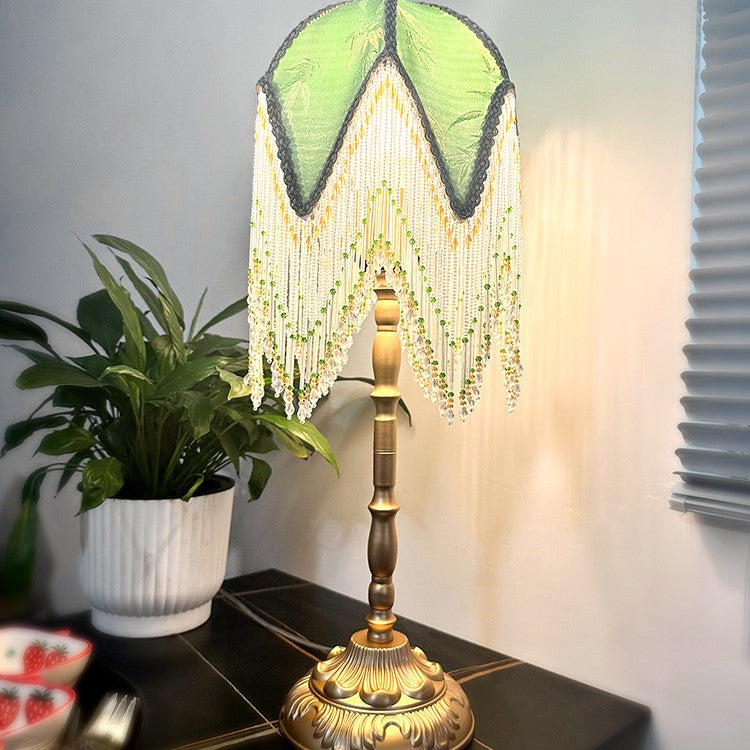 Half Round Tassel Bamboo Table Lamp