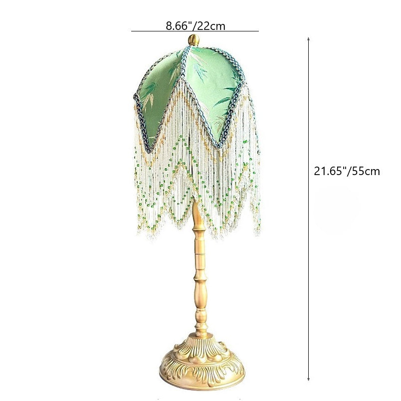 Half Round Tassel Bamboo Table Lamp